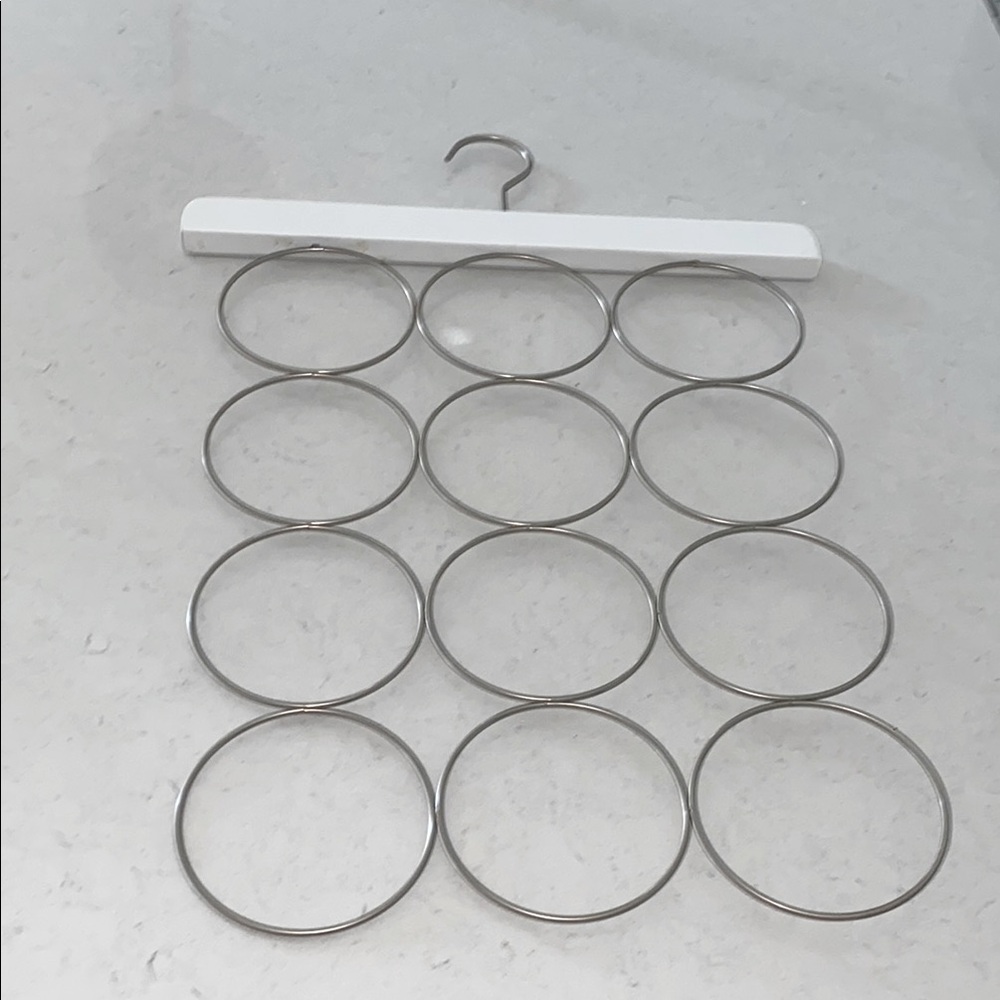 Hanging Scarf Organizer Holder 12 Loops White Hanger Closet Storage